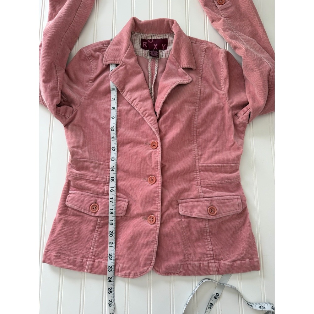 Y2K Roxy Pink Corduroy Blazer Jacket Women's Large 3 Button - Picture 7 of 10